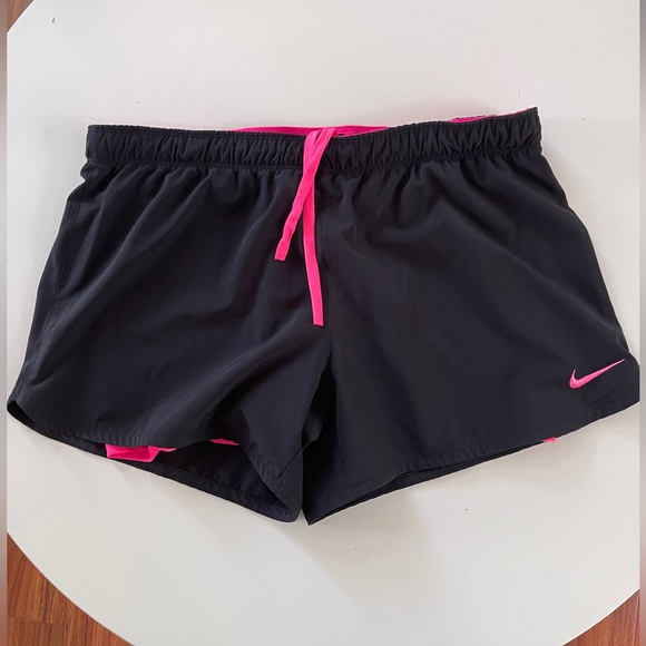 Nike Women's Athletic Shorts Black with Pink Accents - Picture 1 of 5